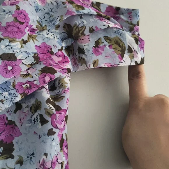 Floral Long Gown with High Slit Asymmetrical - Picture 3 of 4